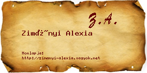 Zimányi Alexia névjegykártya